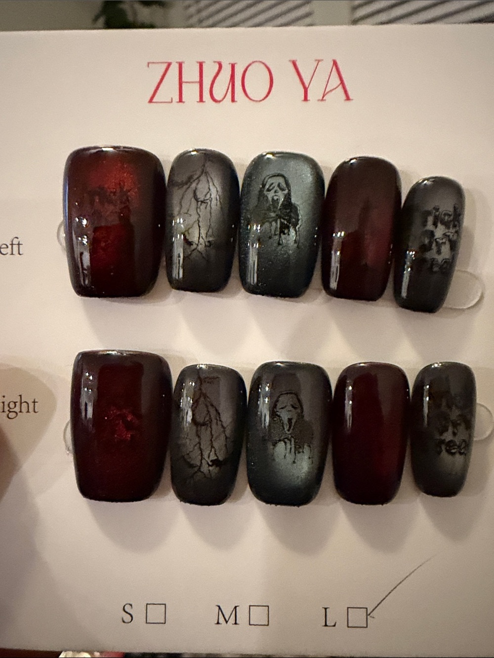 Black and Red Cateye Gothic Press-On Nail Art Set
